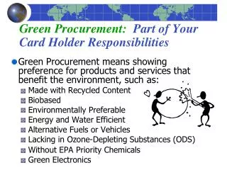 Green Procurement: Part of Your Card Holder Responsibilities