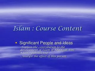 Islam : Course Content