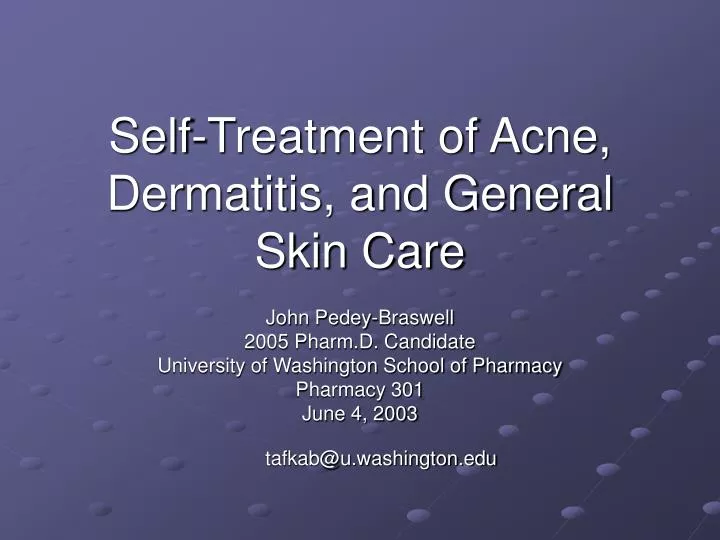 self treatment of acne dermatitis and general skin care