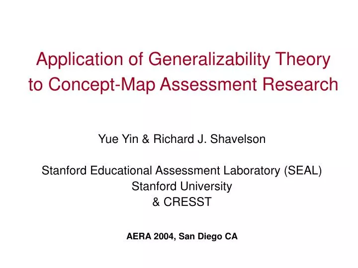 application of generalizability theory to concept map assessment research