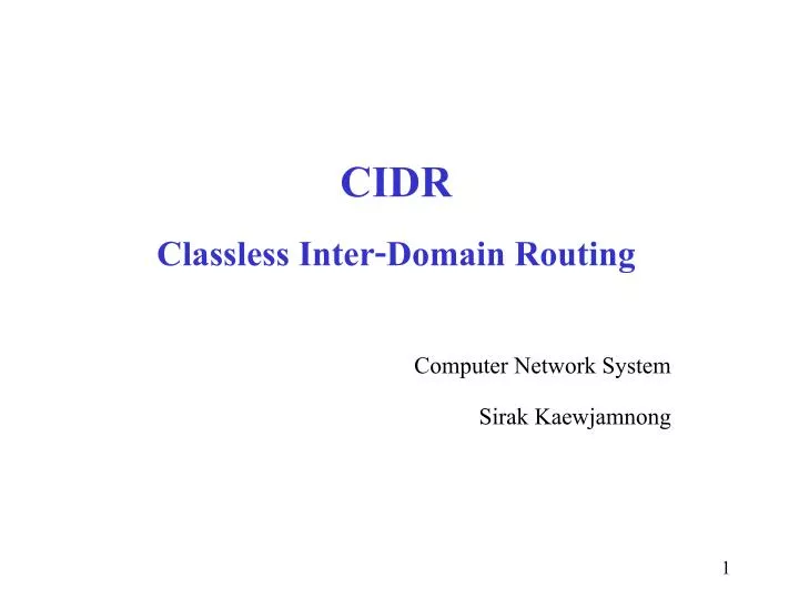 cidr classless inter domain routing