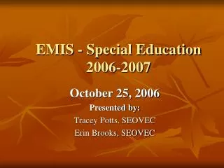 EMIS - Special Education 2006-2007