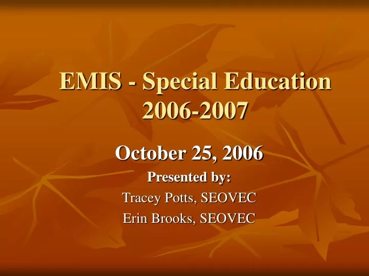 emis special education 2006 2007