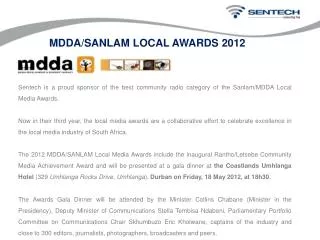 MDDA/SANLAM LOCAL AWARDS 2012