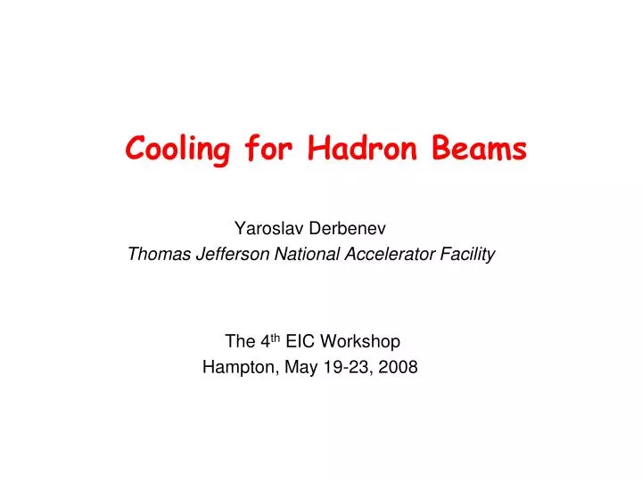 cooling for hadron beams