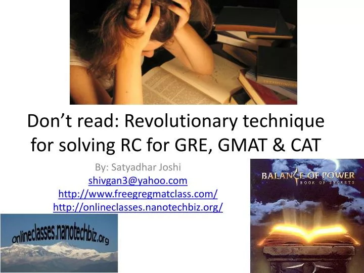 don t read revolutionary technique for solving rc for gre gmat cat