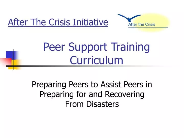 peer support training curriculum