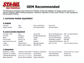 OEM Recommended