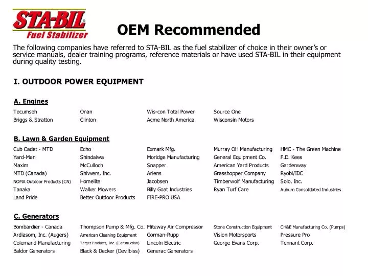 oem recommended