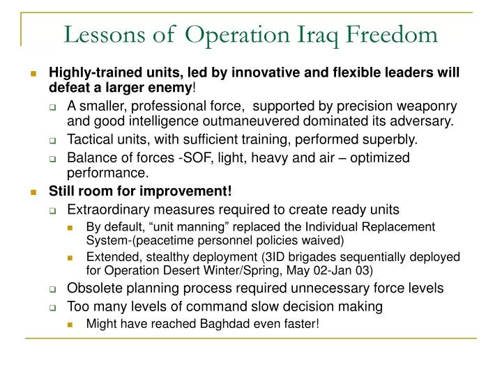 lessons of operation iraq freedom
