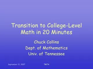 Transition to College-Level Math in 20 Minutes