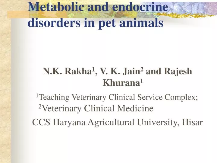 metabolic and endocrine disorders in pet animals