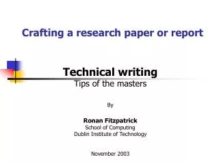 Crafting a research paper or report