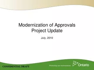 Modernization of Approvals Project Update