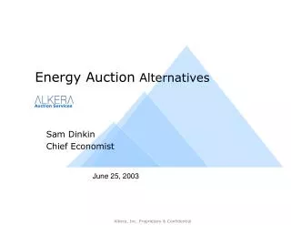 Energy Auction Alternatives