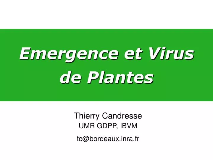 emergence et virus de plantes