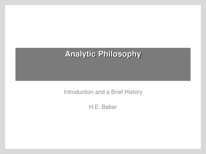 analytic philosophy