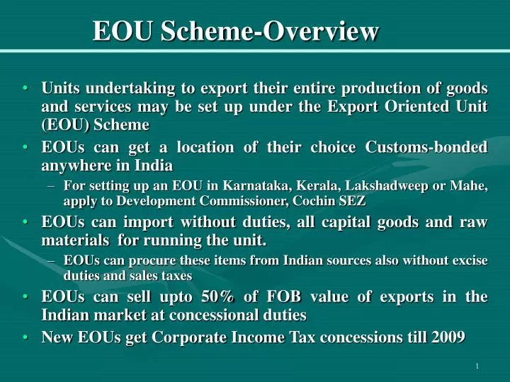 eou scheme overview