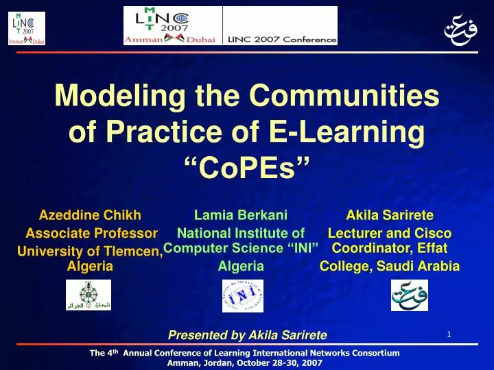 modeling the communities of practice of e learning copes