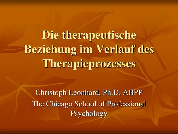 die therapeutische beziehung im verlauf des therapieprozesses