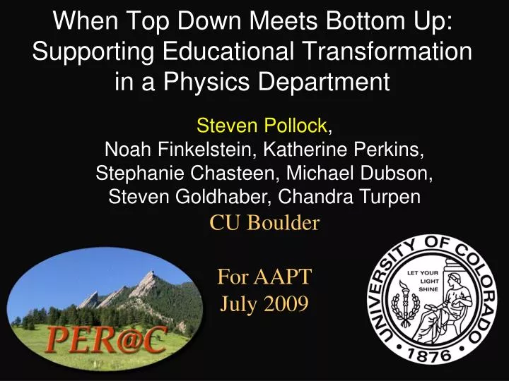 when top down meets bottom up supporting educational transformation in a physics department