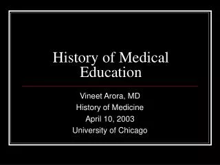 History of Medical Education
