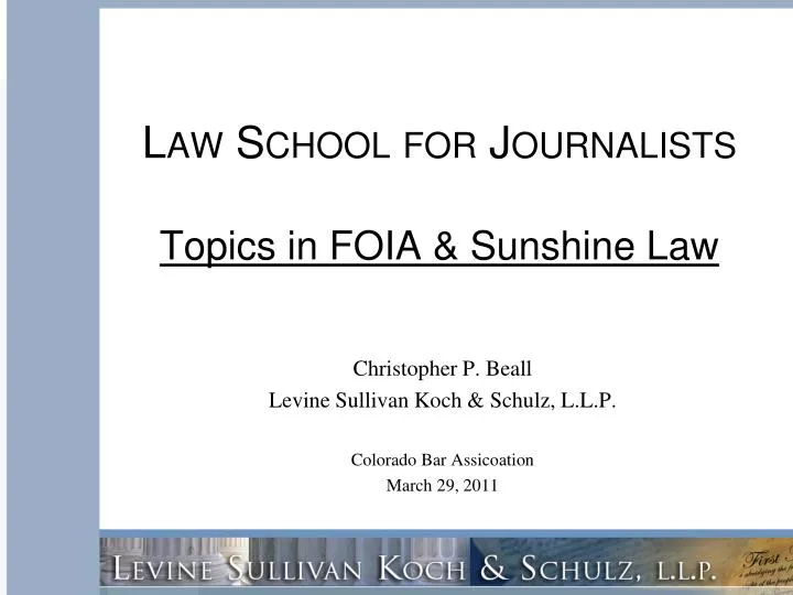 law school for journalists topics in foia sunshine law