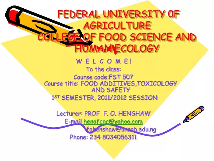 federal university 0f agriculture college of food science and human ecology