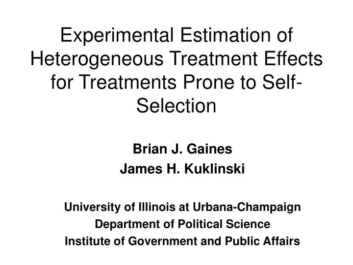 experimental estimation of heterogeneous treatment effects for treatments prone to self selection