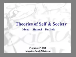 Theories of Self &amp; Society