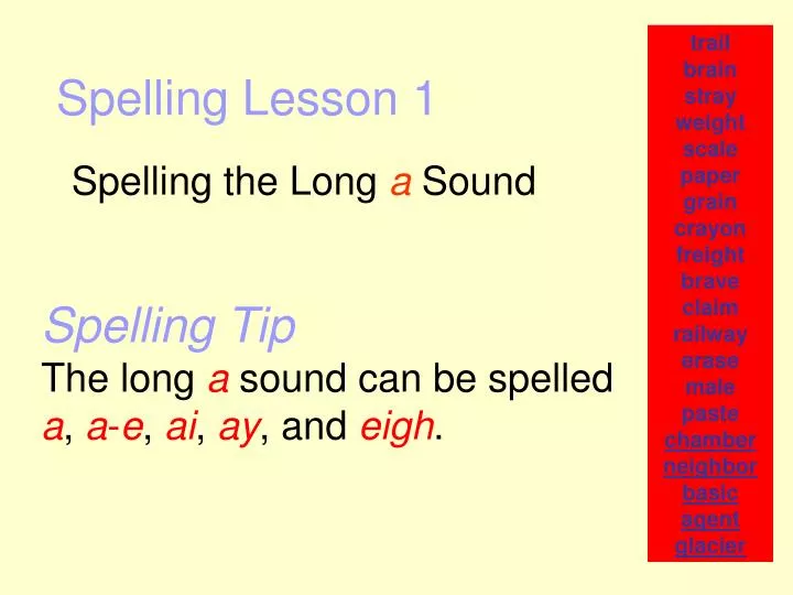 spelling lesson 1