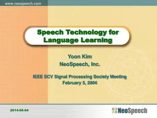 Speech Technology for Language Learning