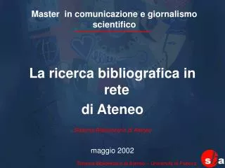 master in comunicazione e giornalismo scientifico