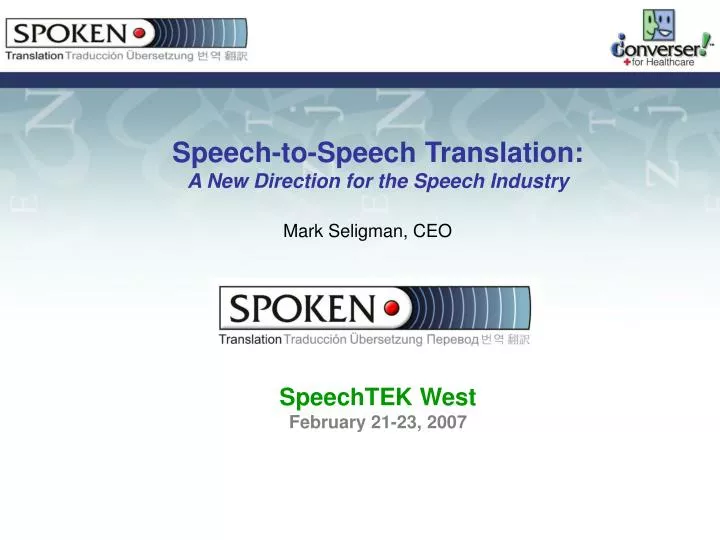 speech to speech translation a new direction for the speech industry