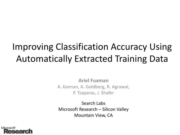 improving classification accuracy using automatically extracted training data