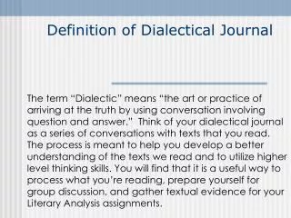 Definition of Dialectical Journal