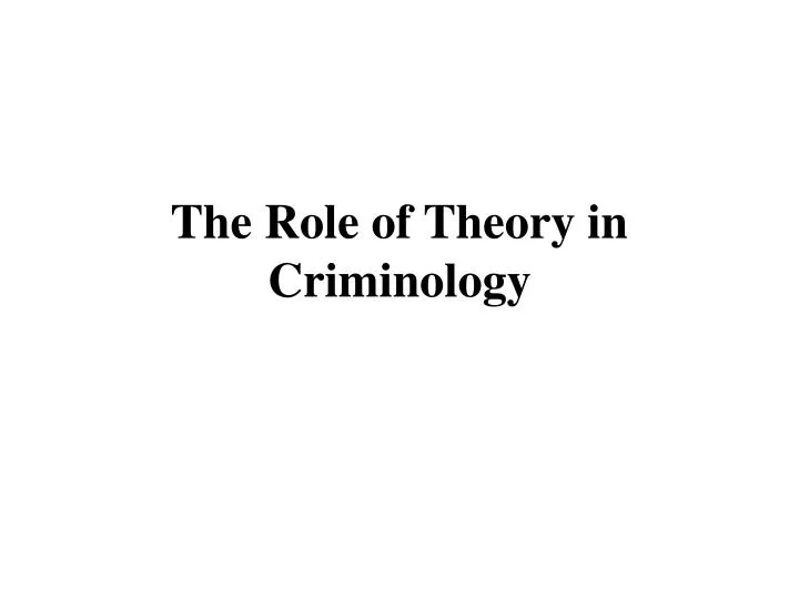 the role of theory in criminology