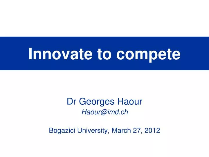 innovate to compete