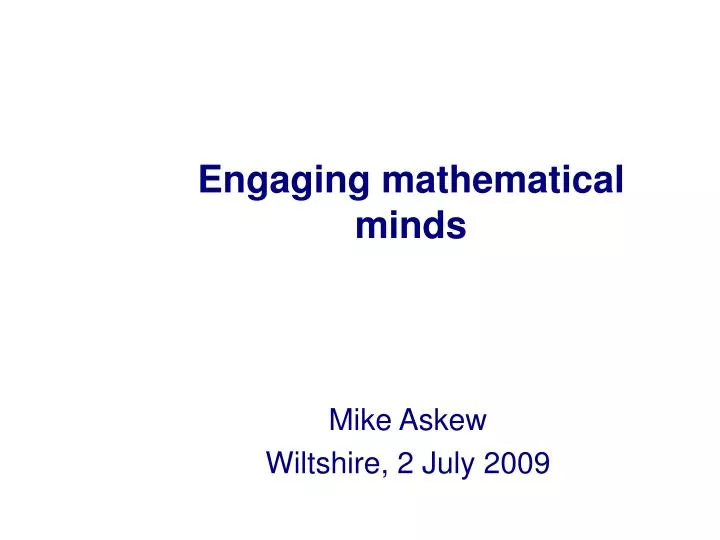 engaging mathematical minds