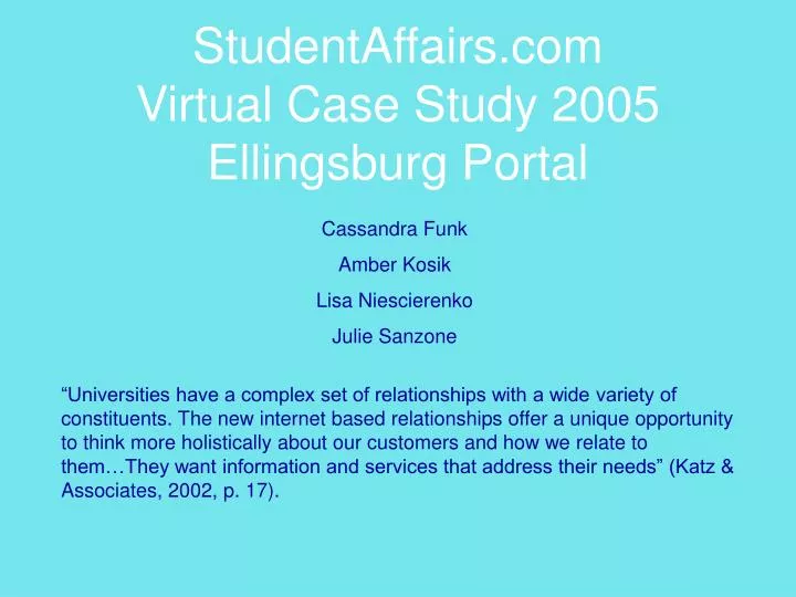 studentaffairs com virtual case study 2005 ellingsburg portal