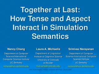 Together at Last: How Tense and Aspect Interact in Simulation Semantics