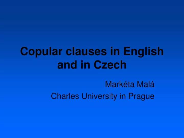 copular clauses in english and in czech