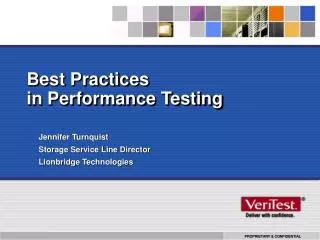 Best Practices in Performance Testing