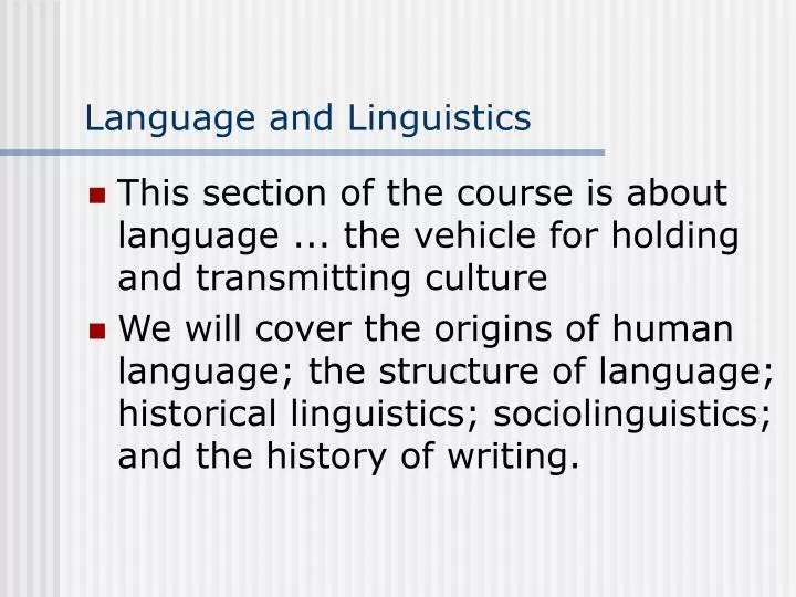 language and linguistics