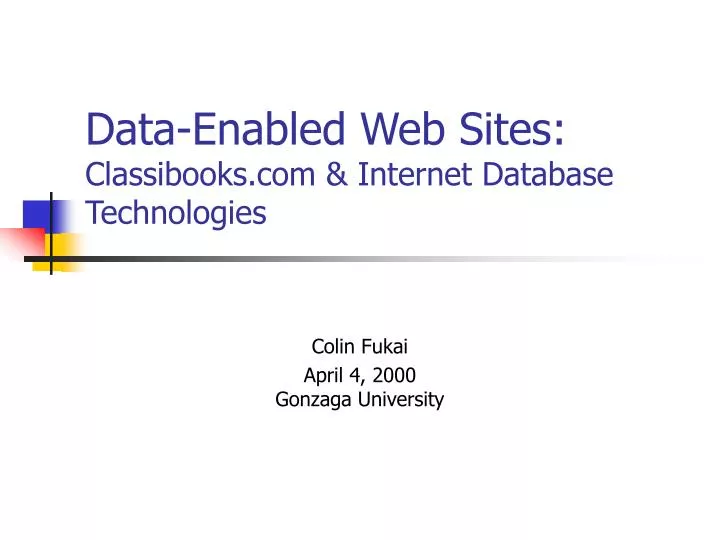 data enabled web sites classibooks com internet database technologies
