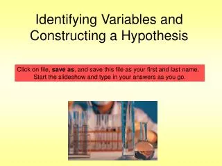 Identifying Variables and Constructing a Hypothesis