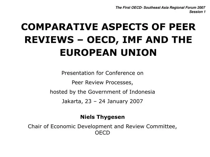 comparative aspects of peer reviews oecd imf and the european union