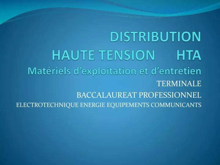 distribution haute tension hta mat riels d exploitation et d entretien