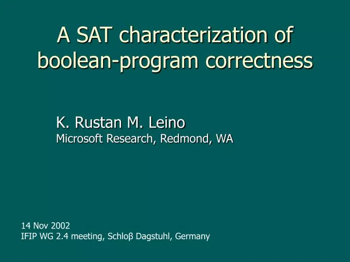 a sat characterization of boolean program correctness