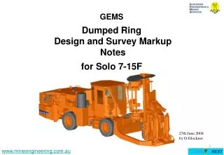 GEMS Dumped Ring Design and Survey Markup Notes for Solo 7-15F